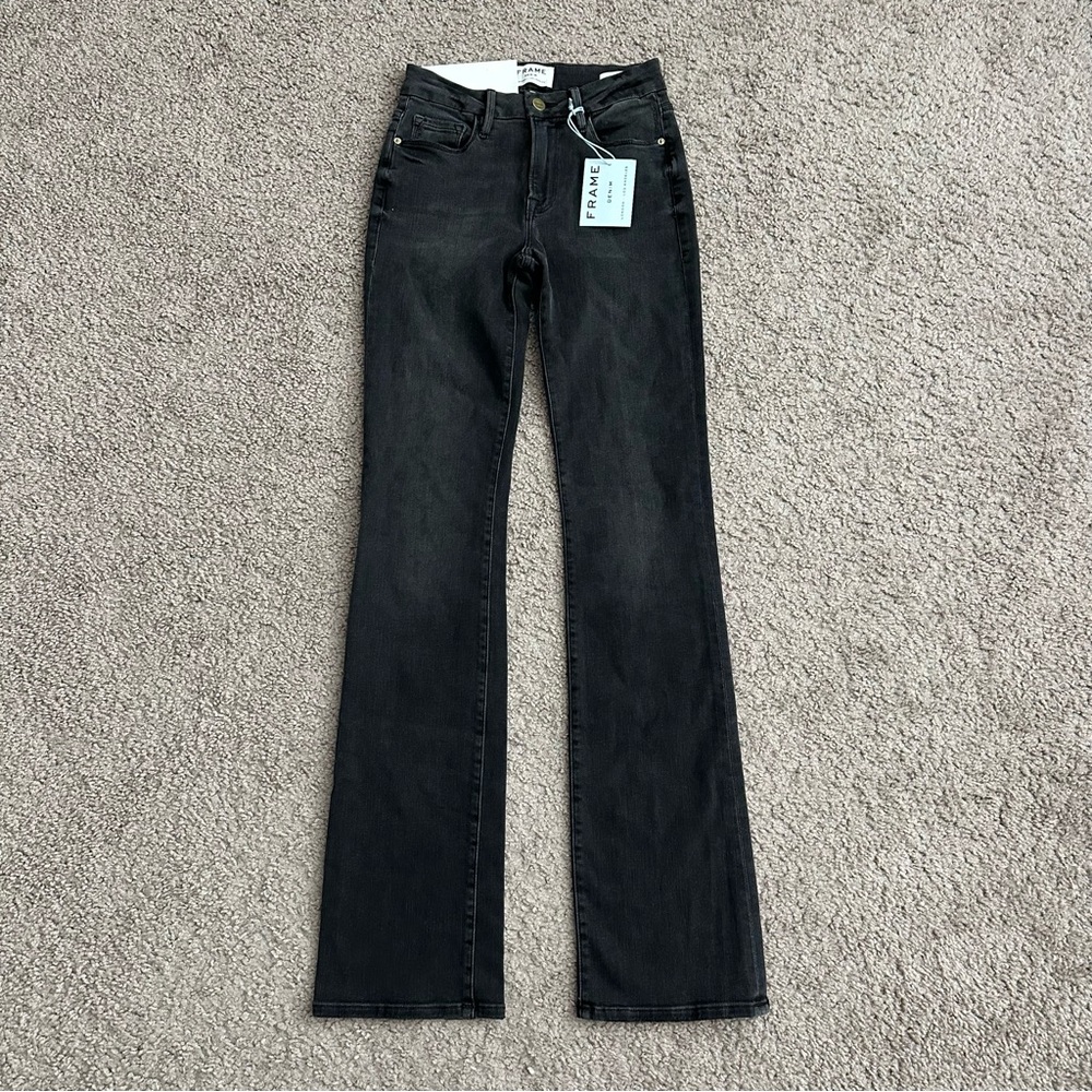 Frame Jeans Womens Size 24 Le Mini Boot Mid-Rise Black Denim Leavenworth
